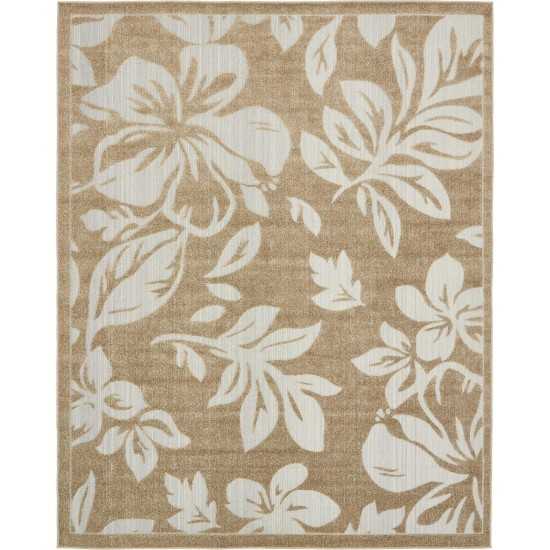 Rug Unique Loom Outdoor Botanical Beige Rectangular 8' 0 x 10' 0