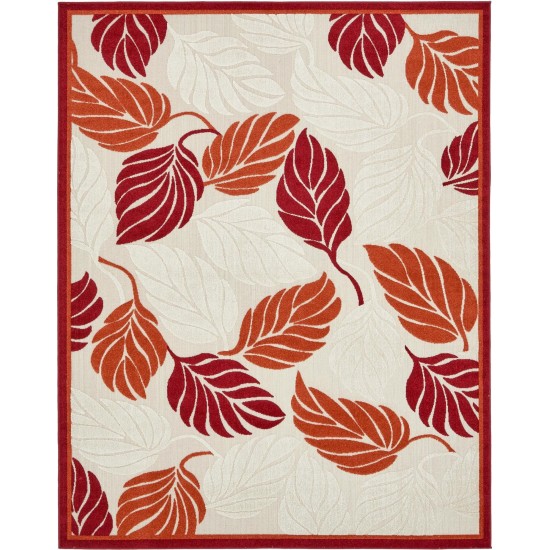 Rug Unique Loom Outdoor Botanical Beige/Burgundy Rectangular 8' 0 x 10' 0