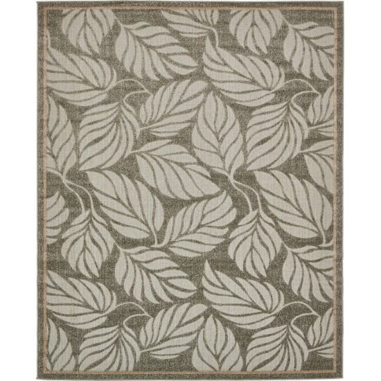 Rug Unique Loom Outdoor Botanical Gray Rectangular 8' 0 x 10' 0