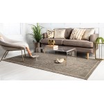 Rug Unique Loom Outdoor Botanical Gray Rectangular 8' 0 x 10' 0