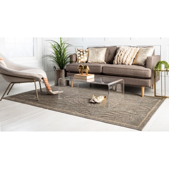 Rug Unique Loom Outdoor Botanical Gray Rectangular 8' 0 x 10' 0