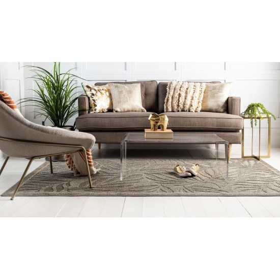 Rug Unique Loom Outdoor Botanical Gray Rectangular 8' 0 x 10' 0