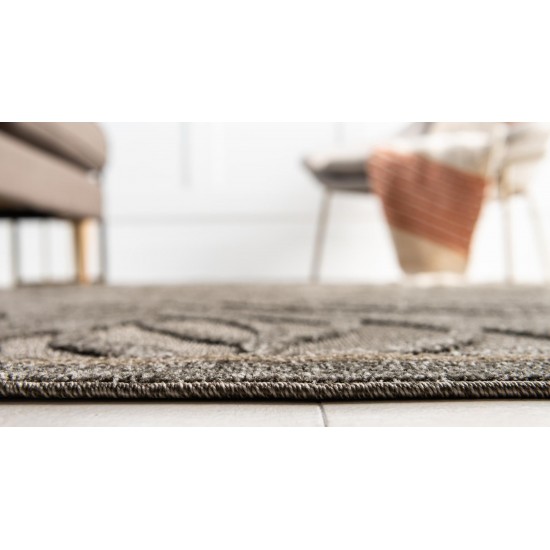 Rug Unique Loom Outdoor Botanical Gray Rectangular 8' 0 x 10' 0