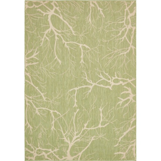 Rug Unique Loom Outdoor Botanical Light Green Rectangular 7' 0 x 10' 2