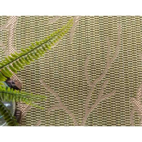 Rug Unique Loom Outdoor Botanical Light Green Rectangular 7' 0 x 10' 2