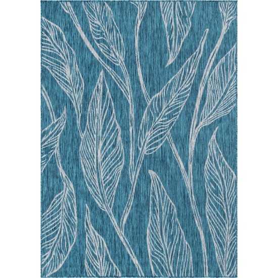 Rug Unique Loom Outdoor Botanical Teal Rectangular 7' 0 x 10' 0