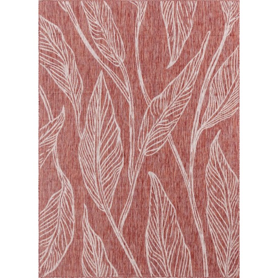 Rug Unique Loom Outdoor Botanical Rust Red Rectangular 7' 0 x 10' 0