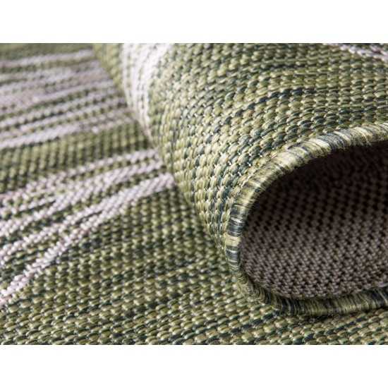 Rug Unique Loom Outdoor Botanical Green Rectangular 7' 0 x 10' 0