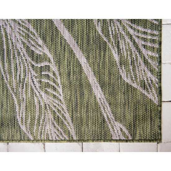 Rug Unique Loom Outdoor Botanical Green Rectangular 7' 0 x 10' 0