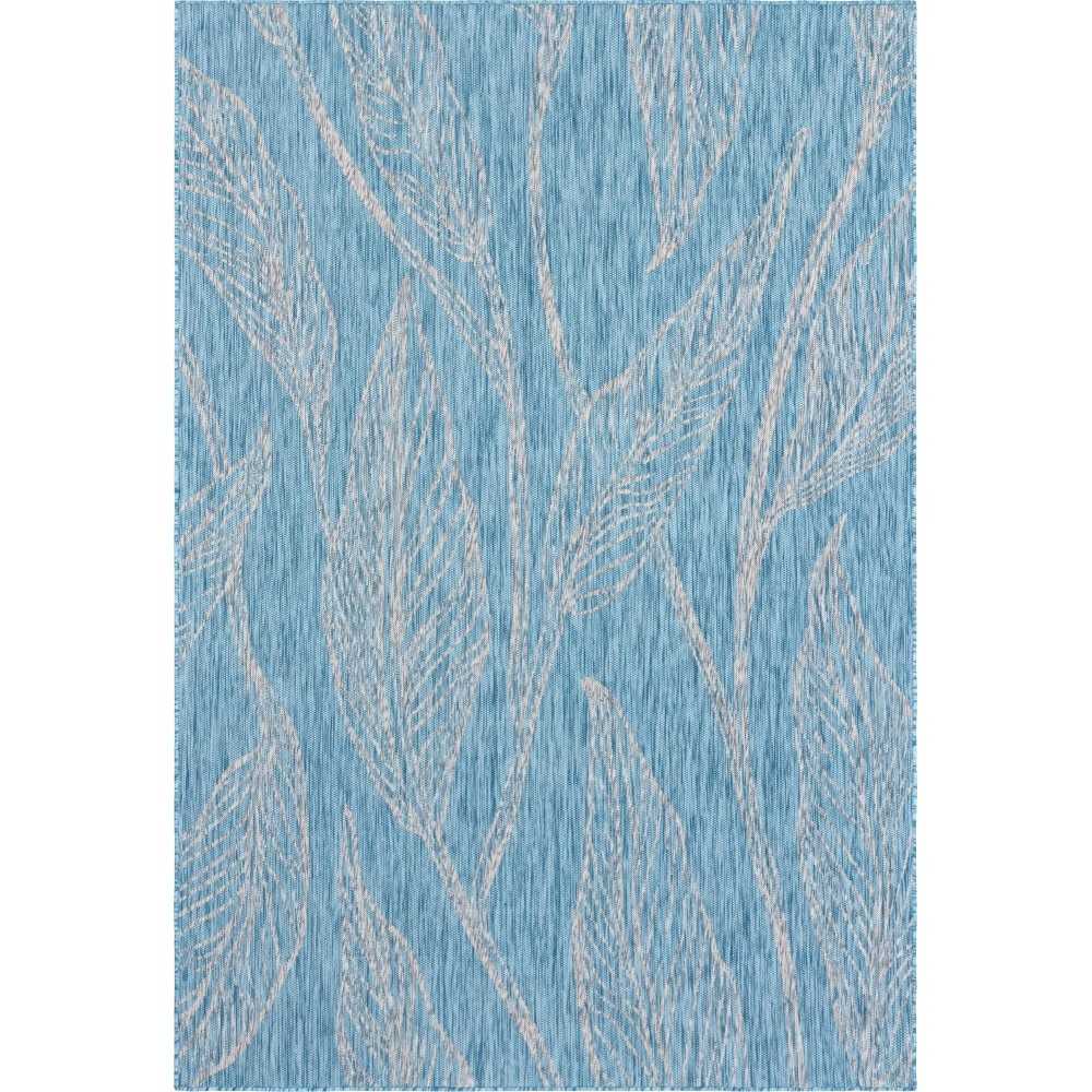 Rug Unique Loom Outdoor Botanical Aqua Blue Rectangular 7' 0 x 10' 0 Rug Unique Loom Outdoor Botanical Aqua Blue Rectangular 7' 0 x 10' 0