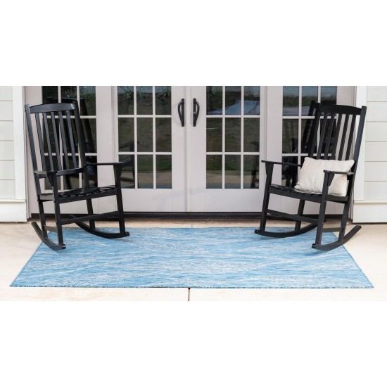 Rug Unique Loom Outdoor Botanical Aqua Blue Rectangular 7' 0 x 10' 0