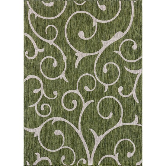 Rug Unique Loom Outdoor Botanical Green Rectangular 7' 0 x 10' 0