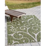 Rug Unique Loom Outdoor Botanical Green Rectangular 7' 0 x 10' 0