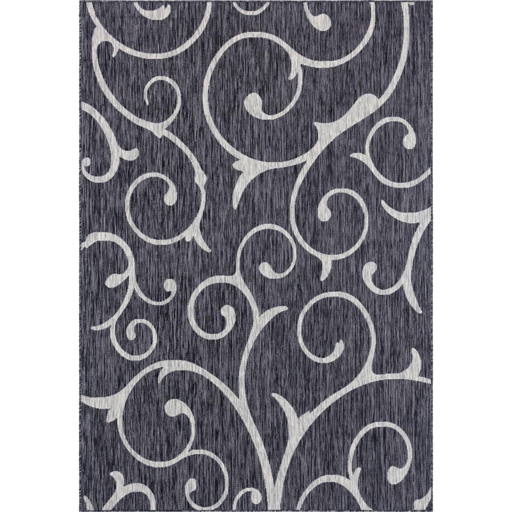 Rug Unique Loom Outdoor Botanical Charcoal Gray Rectangular 7' 0 x 10' 0 Rug Unique Loom Outdoor Botanical Charcoal Gray Rectangular 7' 0 x 10' 0