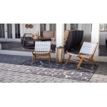 Rug Unique Loom Outdoor Botanical Charcoal Gray Rectangular 7' 0 x 10' 0