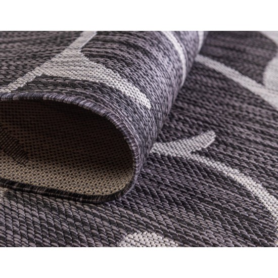 Rug Unique Loom Outdoor Botanical Charcoal Gray Rectangular 7' 0 x 10' 0