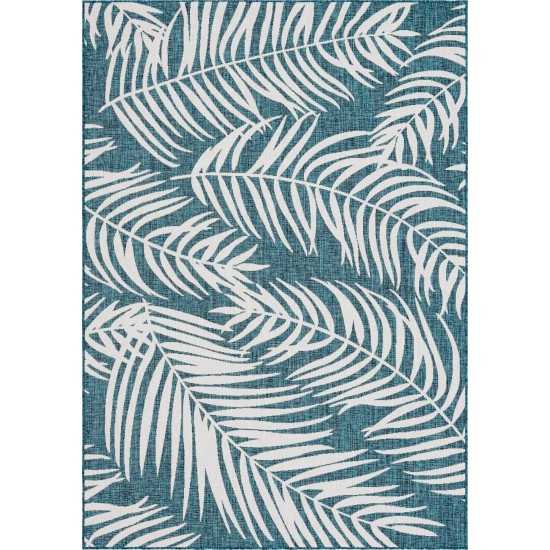 Rug Unique Loom Outdoor Botanical Teal Rectangular 7' 0 x 10' 0