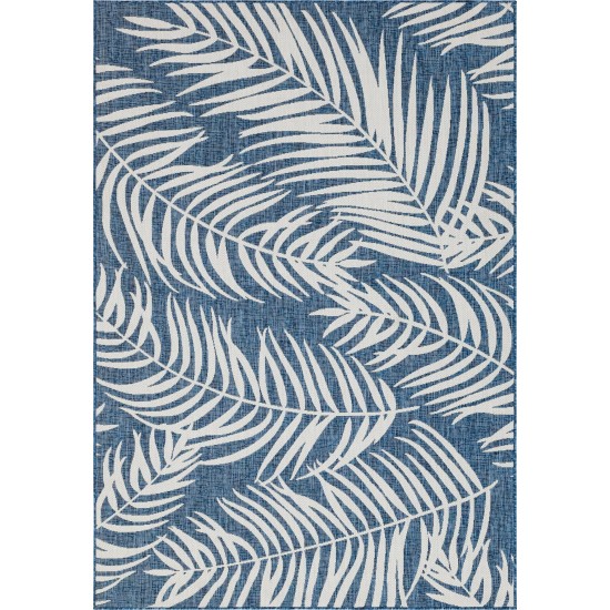 Rug Unique Loom Outdoor Botanical Navy Blue Rectangular 7' 0 x 10' 0