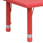 24''W x 48''L Rectangular Red Plastic Height Adjustable Activity Table