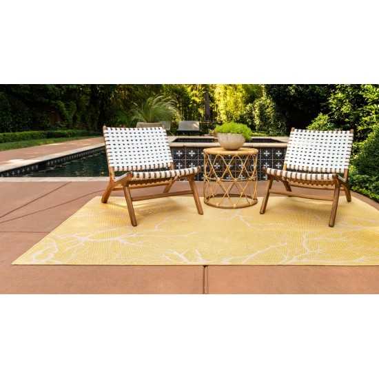 Rug Unique Loom Outdoor Botanical Yellow Rectangular 7' 0 x 10' 0