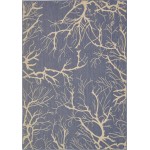 Rug Unique Loom Outdoor Botanical Navy Blue Rectangular 7' 0 x 10' 0