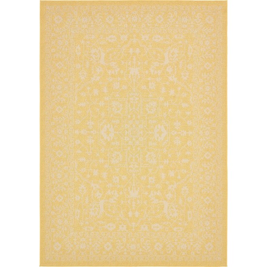 Rug Unique Loom Outdoor Botanical Yellow Rectangular 7' 0 x 10' 0