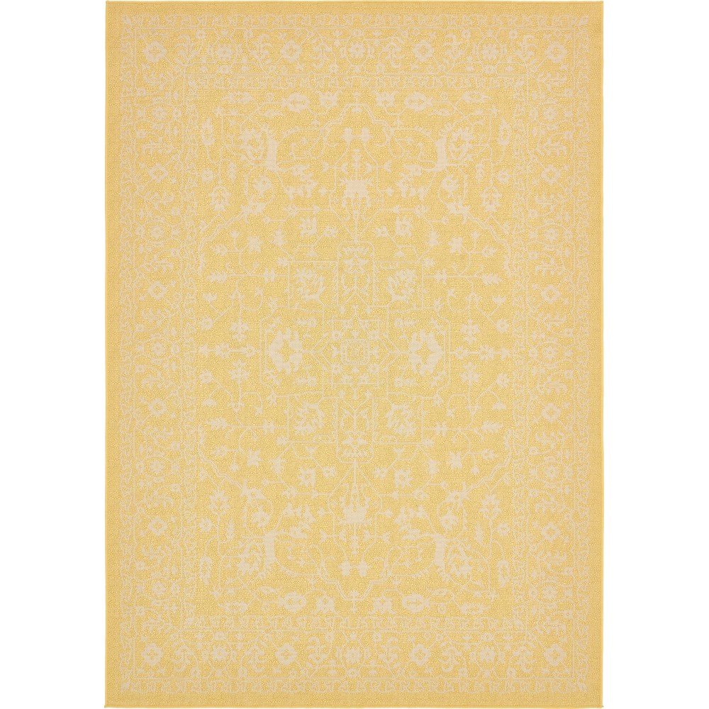 Rug Unique Loom Outdoor Botanical Yellow Rectangular 7' 0 x 10' 0