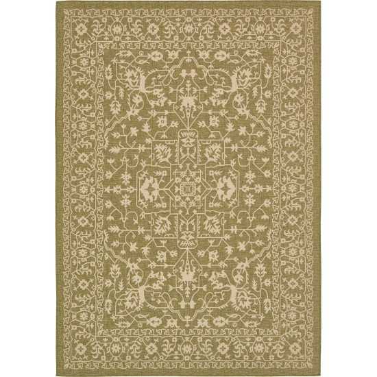 Rug Unique Loom Outdoor Botanical Light Green Rectangular 7' 0 x 10' 0