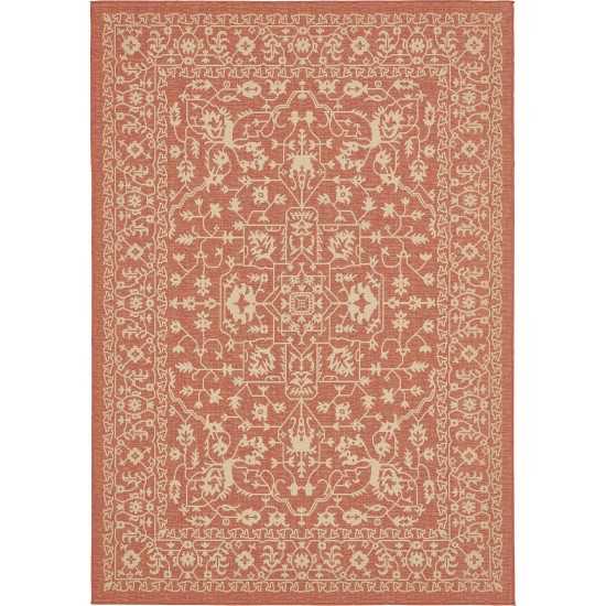 Rug Unique Loom Outdoor Botanical Terracotta Rectangular 7' 0 x 10' 0