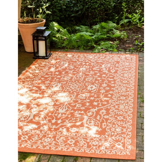 Rug Unique Loom Outdoor Botanical Terracotta Rectangular 7' 0 x 10' 0