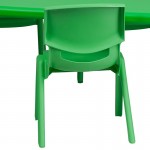 24''W x 48''L Rectangular Green Plastic Height Adjustable Activity Table Set with 6 Chairs