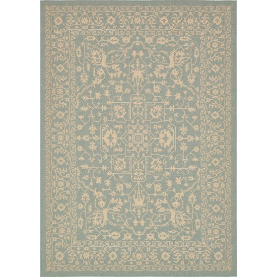 Rug Unique Loom Outdoor Botanical Light Blue Rectangular 7' 0 x 10' 0