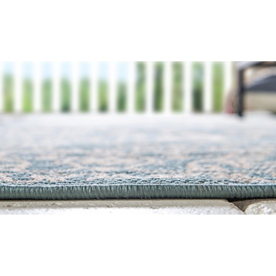 Rug Unique Loom Outdoor Botanical Light Blue Rectangular 7' 0 x 10' 0