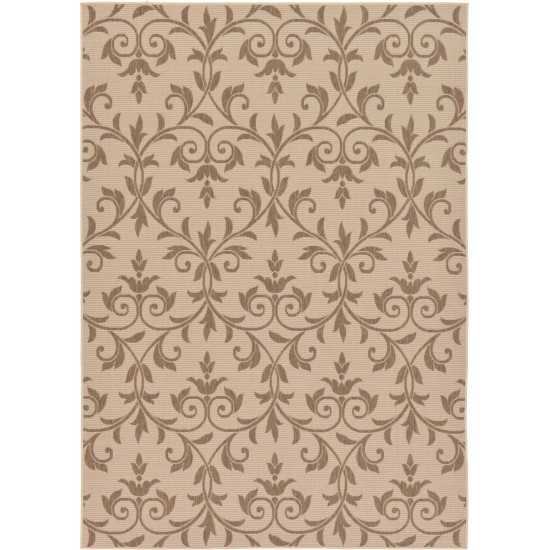 Rug Unique Loom Outdoor Botanical Beige Rectangular 7' 0 x 10' 0