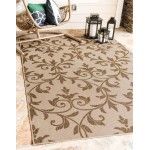 Rug Unique Loom Outdoor Botanical Beige Rectangular 7' 0 x 10' 0