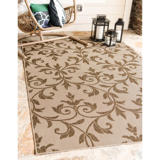 Rug Unique Loom Outdoor Botanical Beige Rectangular 7' 0 x 10' 0