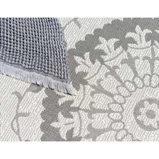 Rug Unique Loom Outdoor Botanical Gray Rectangular 7' 0 x 10' 0