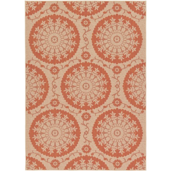 Rug Unique Loom Outdoor Botanical Terracotta Rectangular 7' 0 x 10' 0