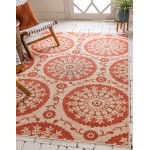 Rug Unique Loom Outdoor Botanical Terracotta Rectangular 7' 0 x 10' 0