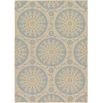 Rug Unique Loom Outdoor Botanical Light Blue Rectangular 7' 0 x 10' 0