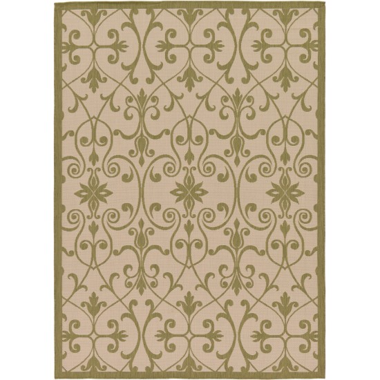 Rug Unique Loom Outdoor Botanical Light Green Rectangular 7' 0 x 10' 0