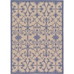 Rug Unique Loom Outdoor Botanical Blue Rectangular 7' 0 x 10' 0