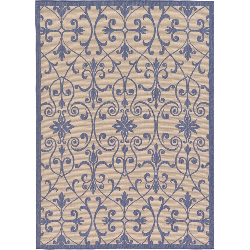 Rug Unique Loom Outdoor Botanical Blue Rectangular 7' 0 x 10' 0 Rug Unique Loom Outdoor Botanical Blue Rectangular 7' 0 x 10' 0