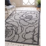 Rug Unique Loom Outdoor Botanical Gray Rectangular 7' 0 x 10' 0