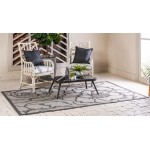 Rug Unique Loom Outdoor Botanical Gray Rectangular 7' 0 x 10' 0