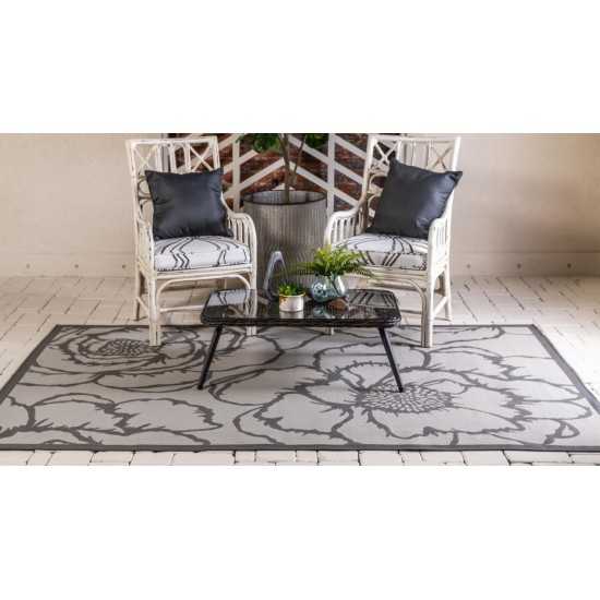 Rug Unique Loom Outdoor Botanical Gray Rectangular 7' 0 x 10' 0