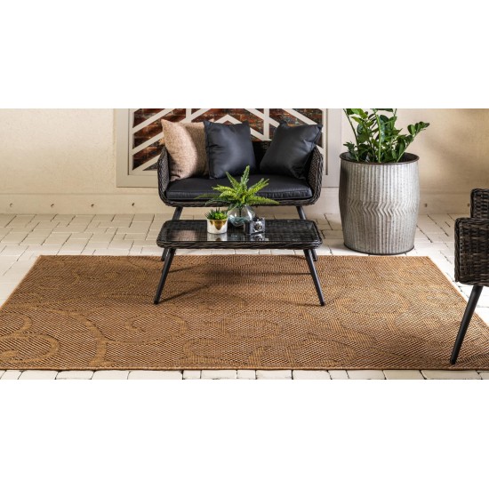 Rug Unique Loom Outdoor Botanical Light Brown Rectangular 7' 0 x 10' 0