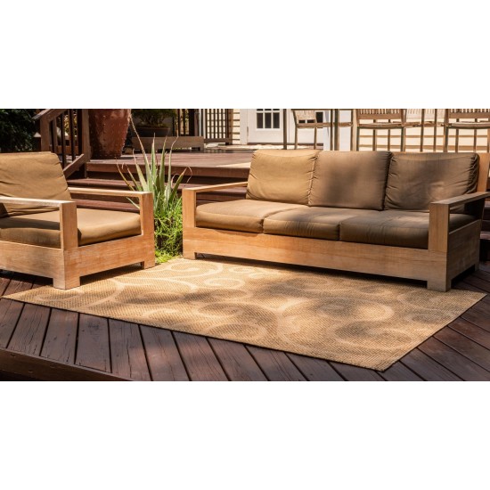Rug Unique Loom Outdoor Botanical Brown Rectangular 7' 0 x 10' 0