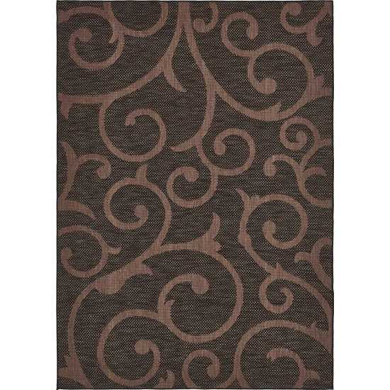 Rug Unique Loom Outdoor Botanical Chocolate Brown Rectangular 7' 0 x 10' 0