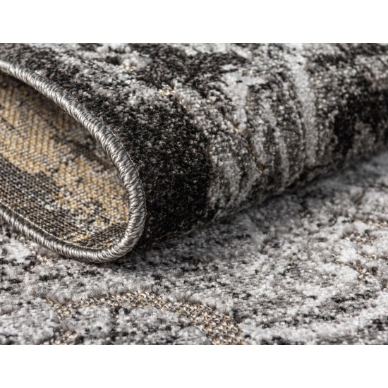 Rug Unique Loom Outdoor Botanical Light Gray Rectangular 7' 0 x 10' 0